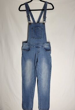 Celebrity Pink Junior Denim Bib Overalls Jeans Size Large Blue Side Zip